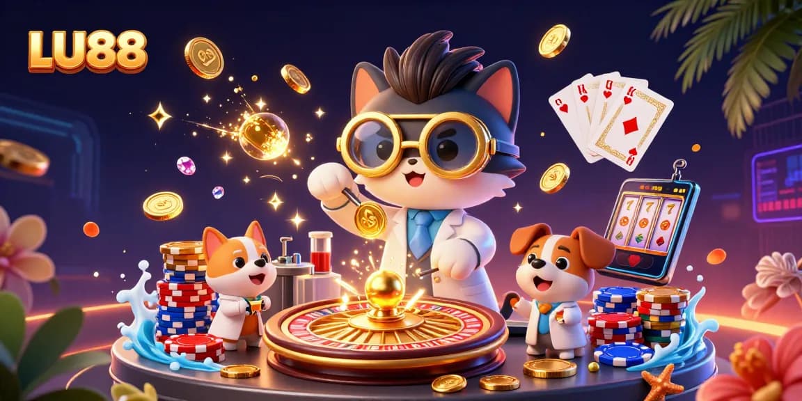 Join LU88's casino experience with captivating golden coins and dynamic gaming elements.
