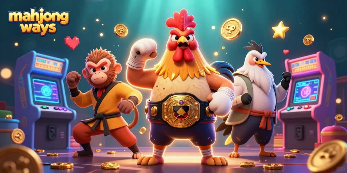 Experience thrilling gameplay with mahjong ways as animated characters engage in festive action among vibrant casino elements.