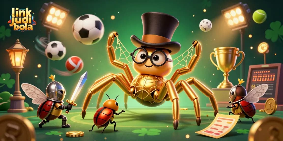 Engage with link judi bola in a vibrant 3D casino scene featuring dynamic sports elements and characters.