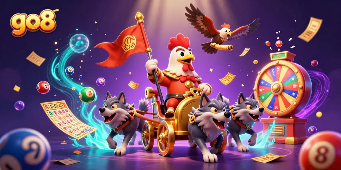 Experience the thrill of go8 with exciting games and explosive jackpots in this vibrant illustration.