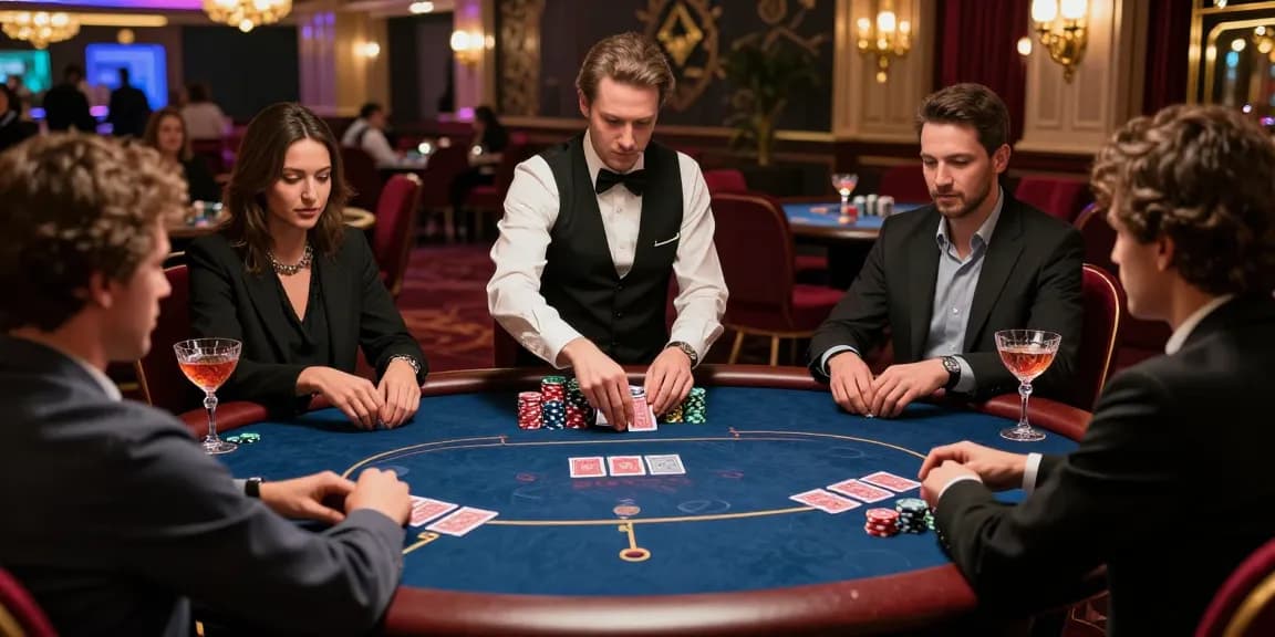 Intense poker game at a luxury casino showcasing iwin experience.