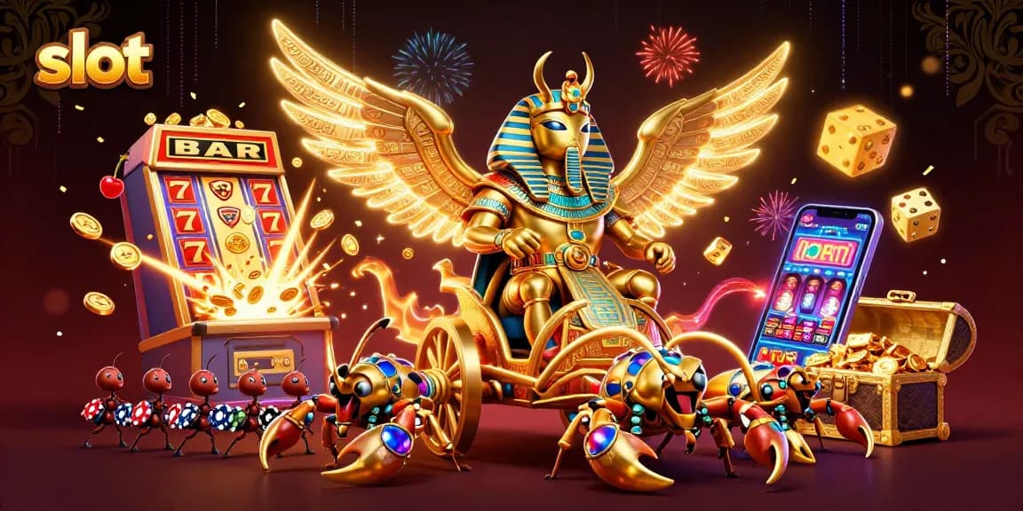 Experience thrilling slot adventures with dynamic characters and jackpot visuals in this rich casino scene.