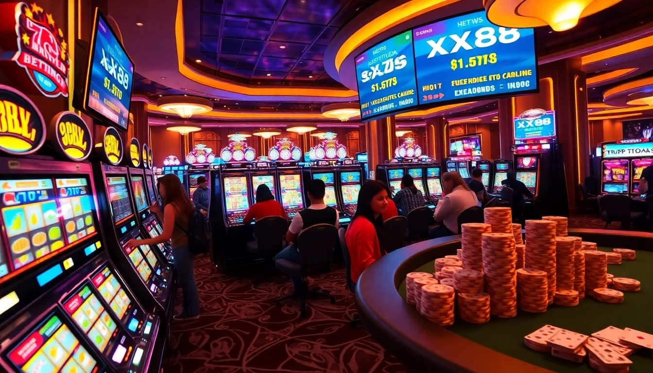 Experience thrilling gameplay at https://xx88.today/ with vibrant slot machines and excited players.