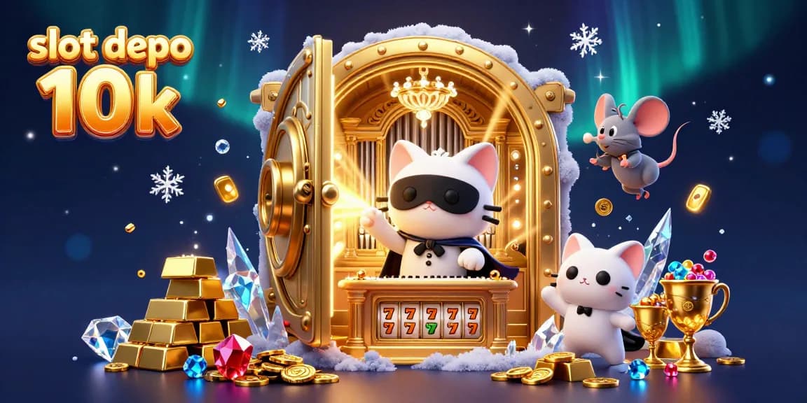 Experience the excitement of slot depo 10k in a vibrant 3D casino scene with golden treasures.