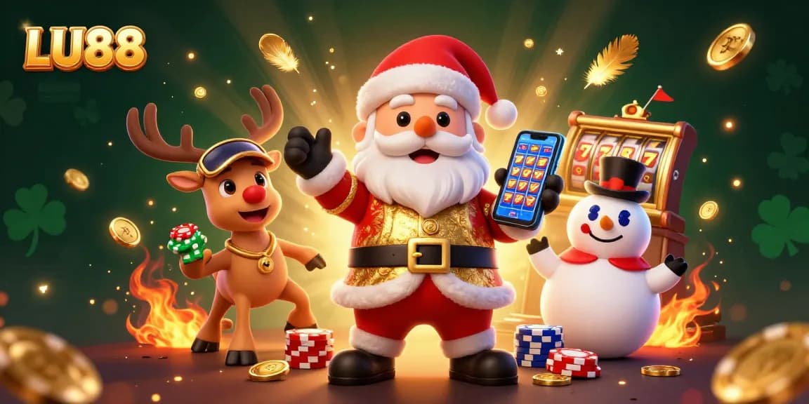 Experience excitement with LU88 in a vibrant casino-themed 3D illustration featuring engaging characters and dynamic elements.