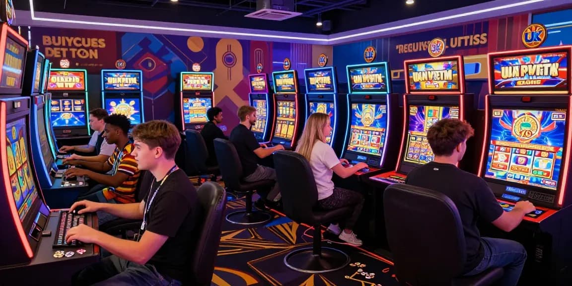 Players enjoying new UK slot sites in a modern casino atmosphere with vibrant graphics and interactive interfaces.