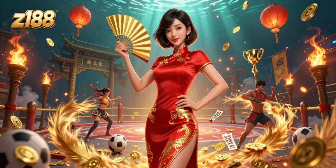 Experience z188's thrilling games and sports betting excitement with dynamic casino elements in a vibrant scene.