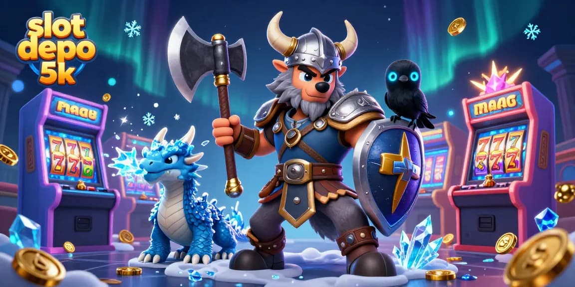 Experience thrilling gaming with slot depo 5k in this vibrant 3D casino illustration featuring heroic characters and arcade elements.