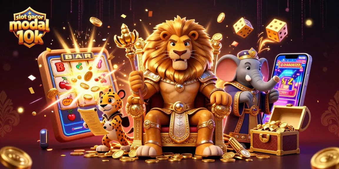Experience thrilling wins with slot gacor modal 10k in this vibrant 3D casino illustration.