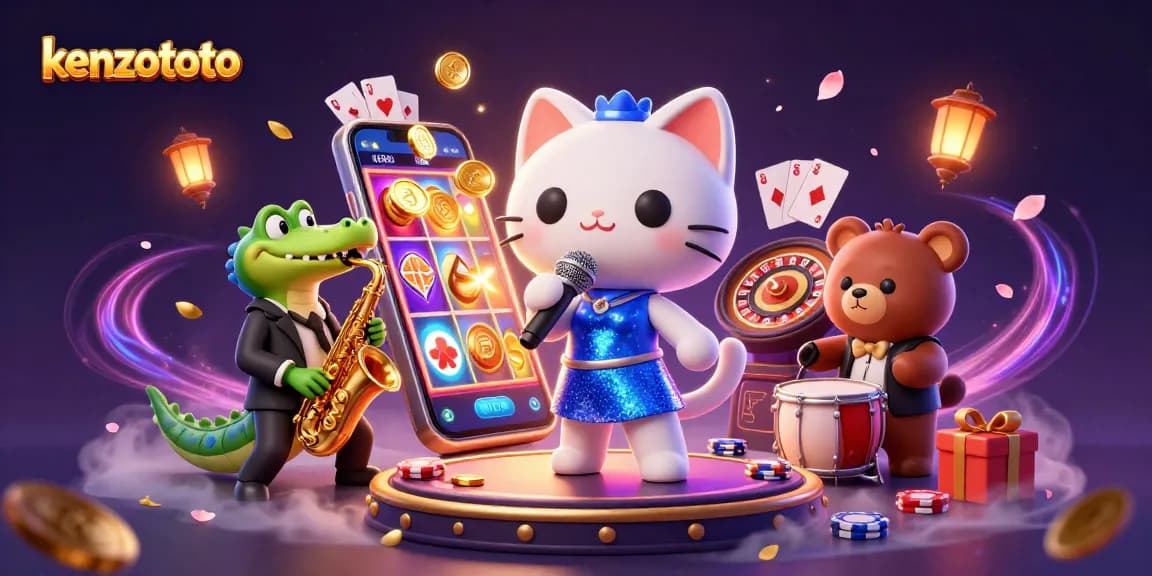 Experience the excitement of kenzototo with jazz-singer cat and friends amidst vibrant casino action.