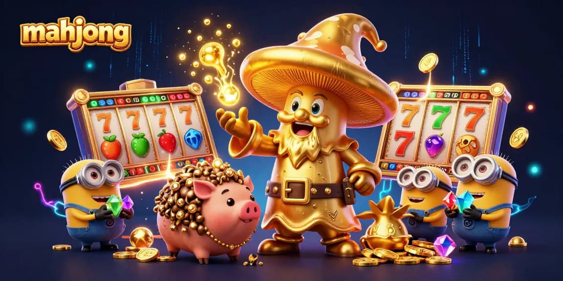 Engage in mahjong with a fantasy-themed slot machine scene featuring dynamic characters and rich details.