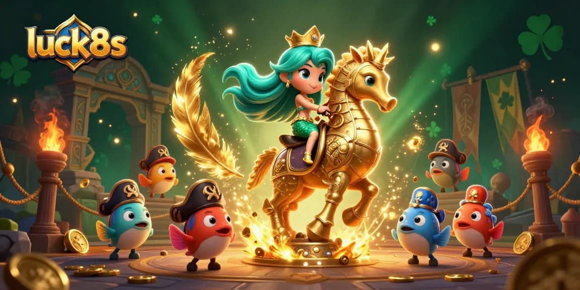 Experience the excitement of luck8s at a vibrant online casino with engaging characters and dazzling game elements.