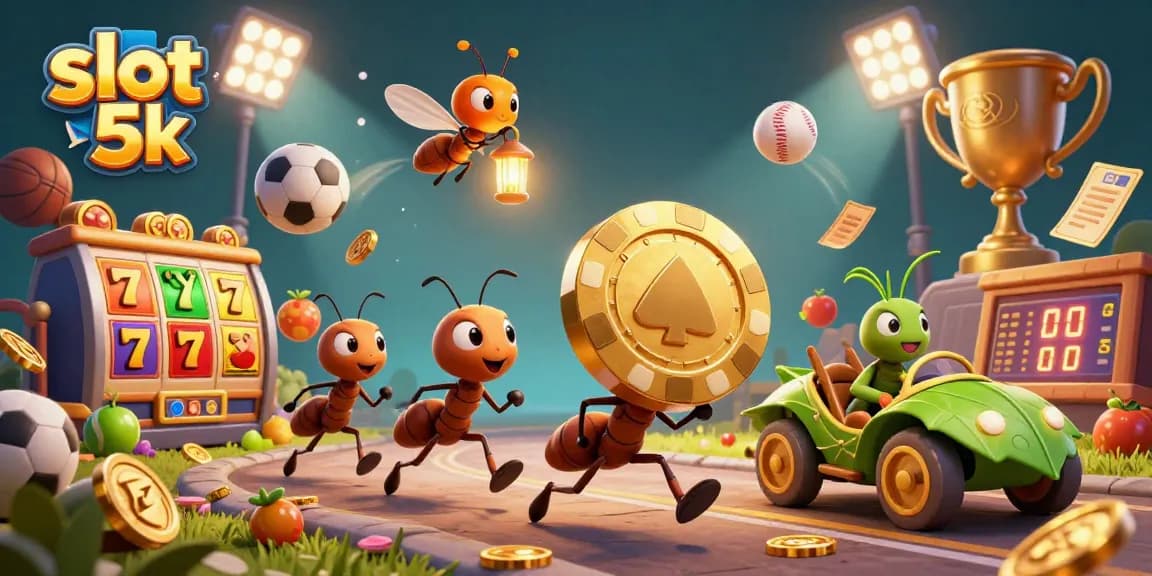 Experience the thrill of slot 5k with an animated heist, golden poker chips, and lively game elements