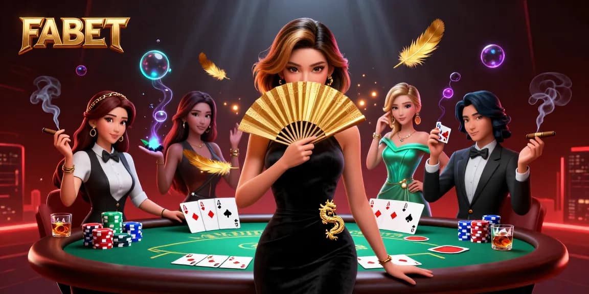 Experience thrilling high-stakes gaming at FABET with poker tables and vibrant casino atmosphere.