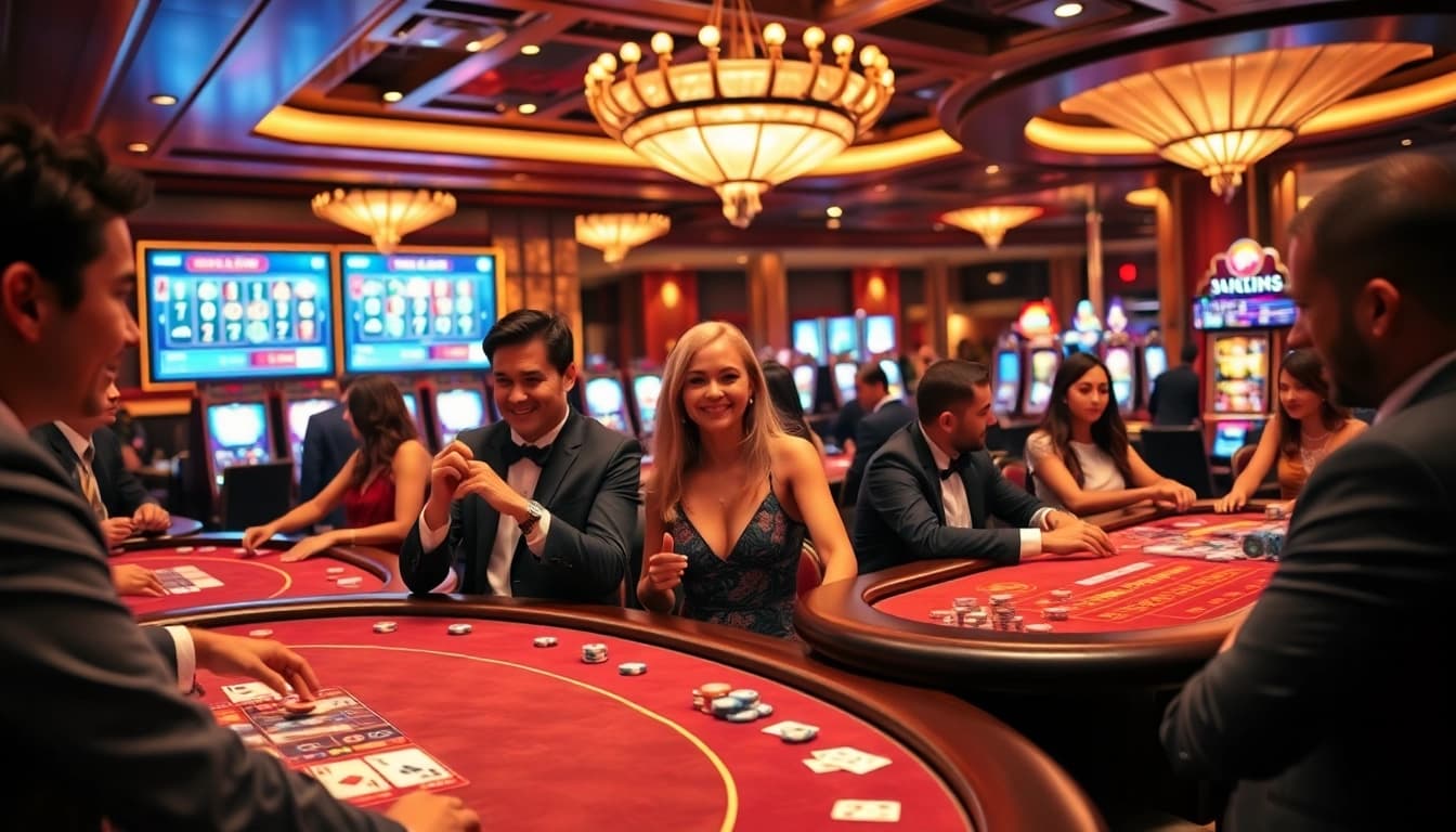 Experience thrilling gameplay at MK8 casino with vibrant gaming tables and engaged players.