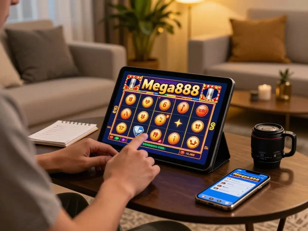 Play Mega888 online and win with exciting free credit offers in a cozy home gaming setup.