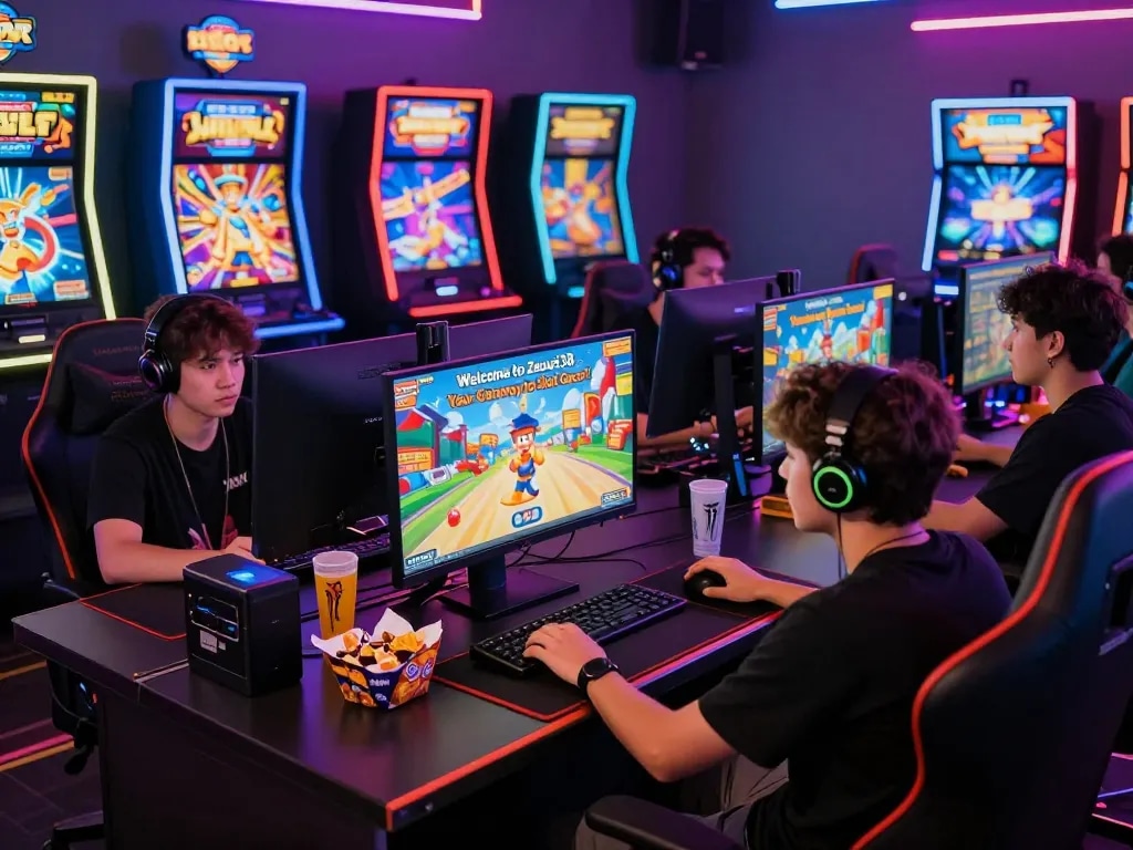 Engaged players enjoying a gaming session at Zeus138, the hub for slot gacor excitement and big wins.