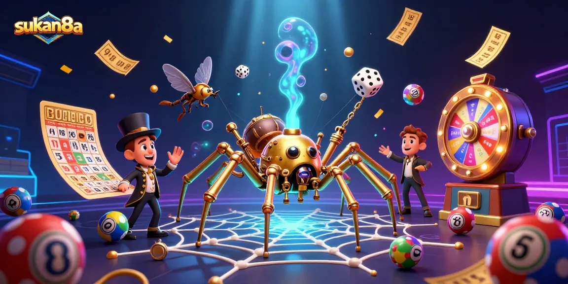 Sukan8a brings thrilling excitement with a steampunk spider web of luck and rich gaming elements.