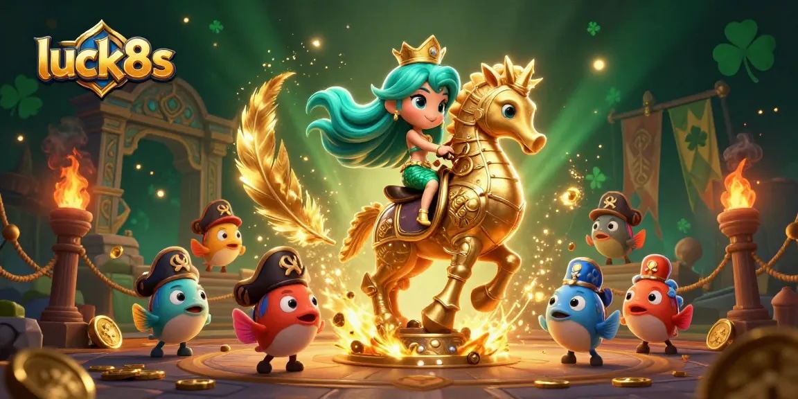 Experience the excitement of luck8s at a vibrant online casino with engaging characters and dazzling game elements.
