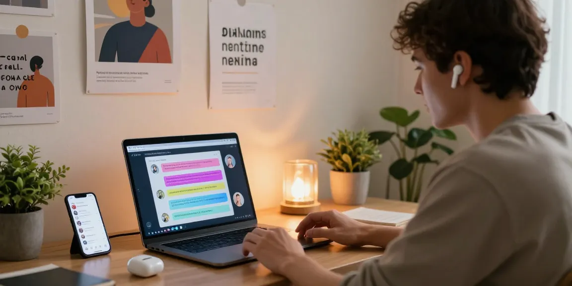 Engaging with crush on ai in a cozy digital workspace featuring vibrant chat on a laptop.