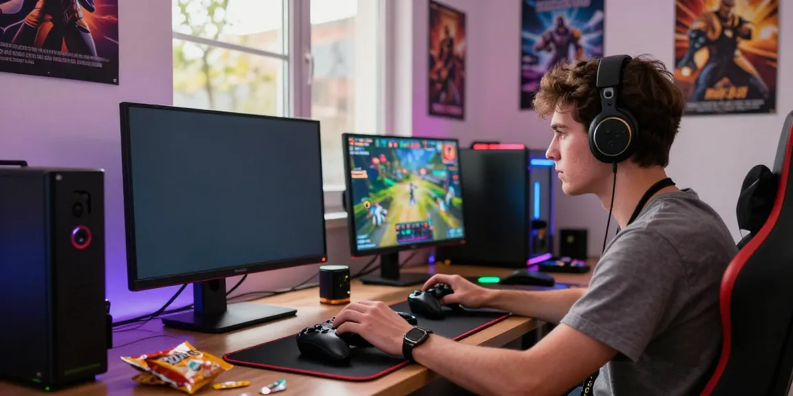 Interactive gaming setup showcasing ROKOK88's vibrant gaming atmosphere with a player focused on the screen.