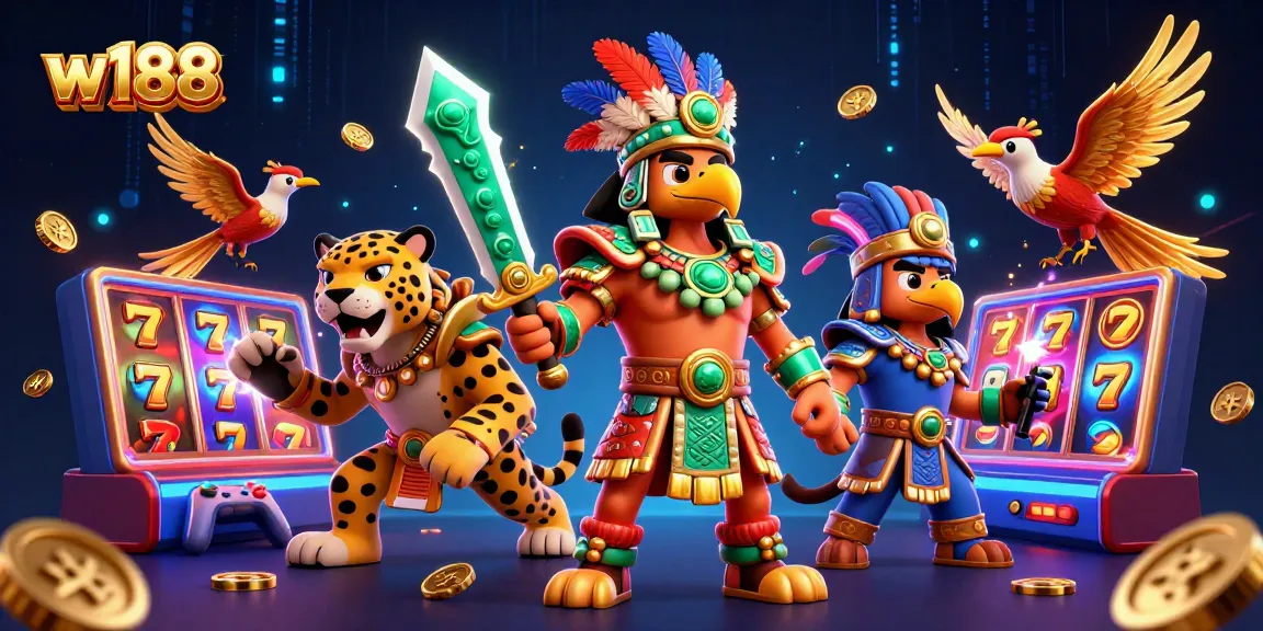 Experience the excitement of w188 with vibrant slot games featuring dynamic characters and gold coins.