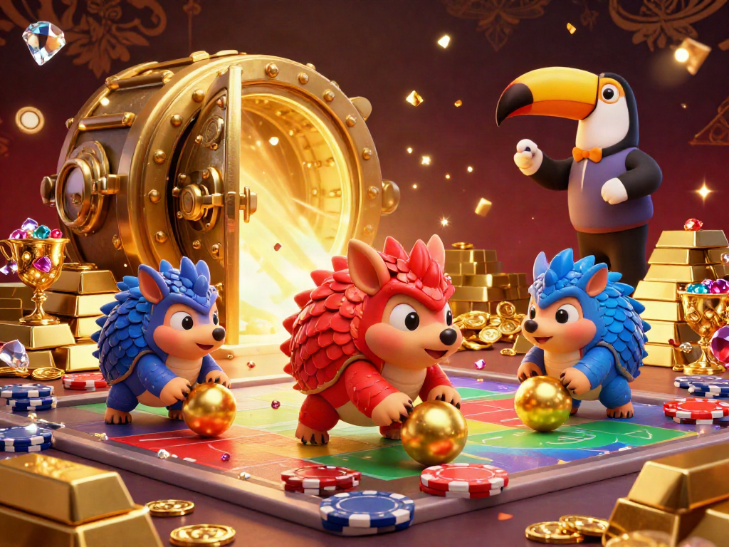 Experience thrilling bets with skyxchangeid in a dynamic casino scene featuring playful pangolins.