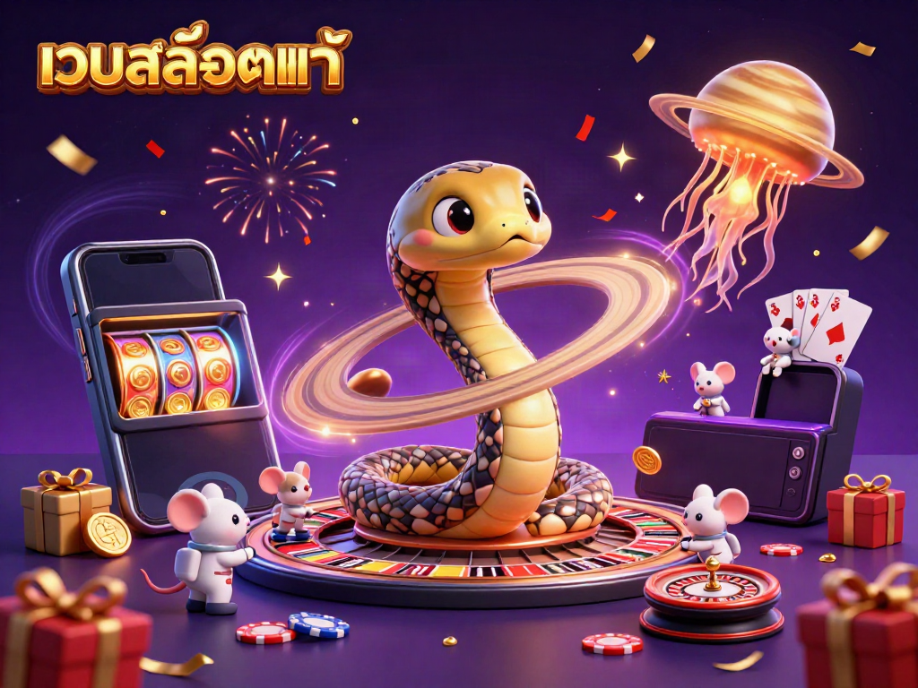 Win big with เว็บสล็อตแท้ in this vibrant casino scene featuring dynamic gameplay elements and colorful characters.