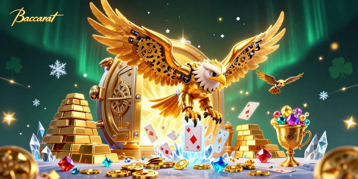 Master Baccarat strategies come to life in a vibrant 3D casino illustration featuring golden treasures.