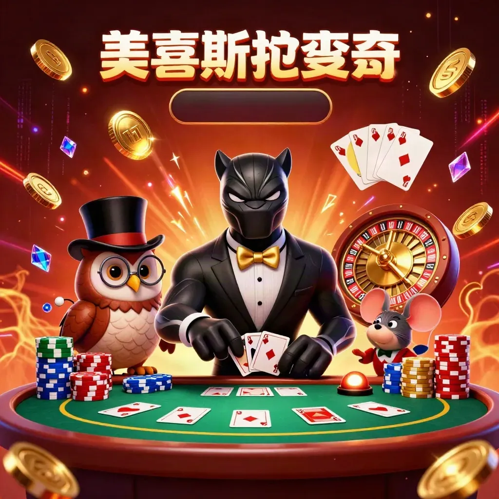 Black panther, owl, and mouse in luxe casino scene with coins, chips, and glowing roulette wheel.