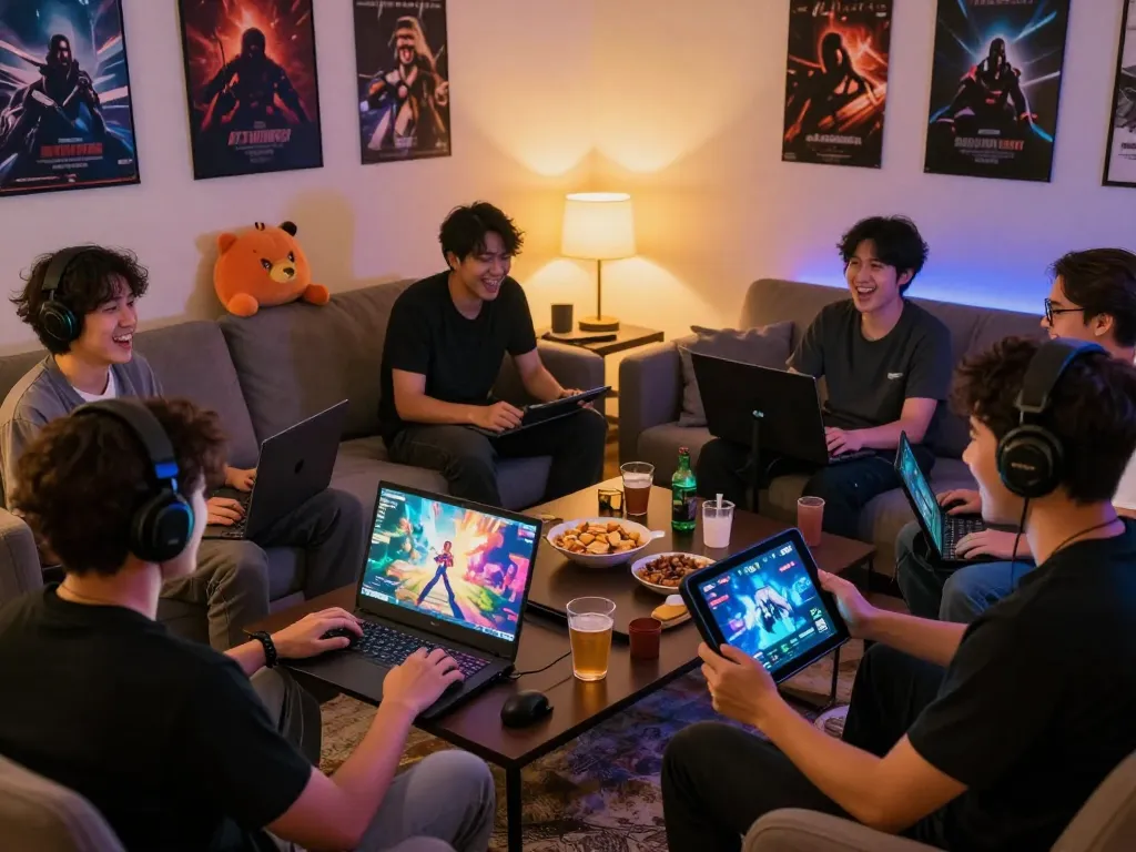 Engaged players enjoying adult game session in cozy living room.