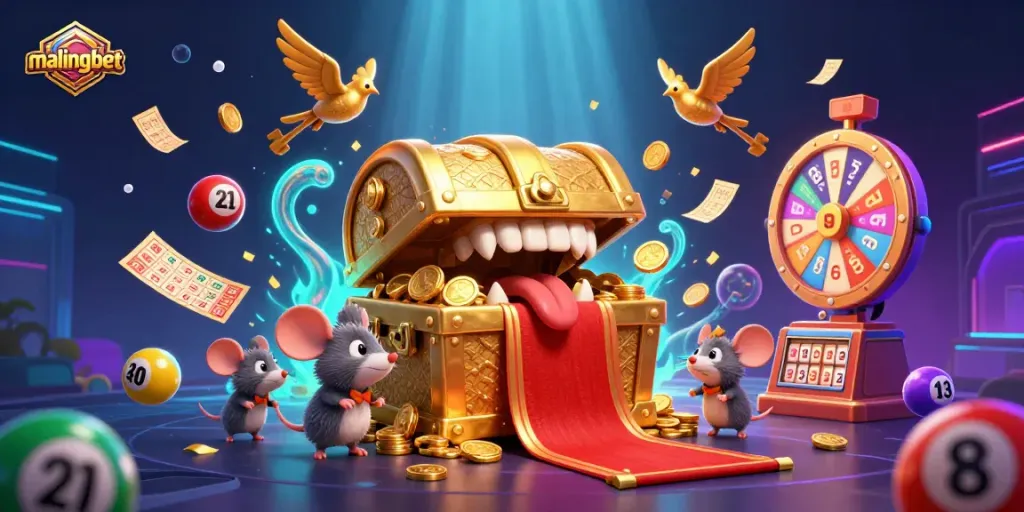 Malingbet menjanjikan kesenangan dengan peti harta karun 3D dan bola lotere berwarna-warni yang dinamis.
