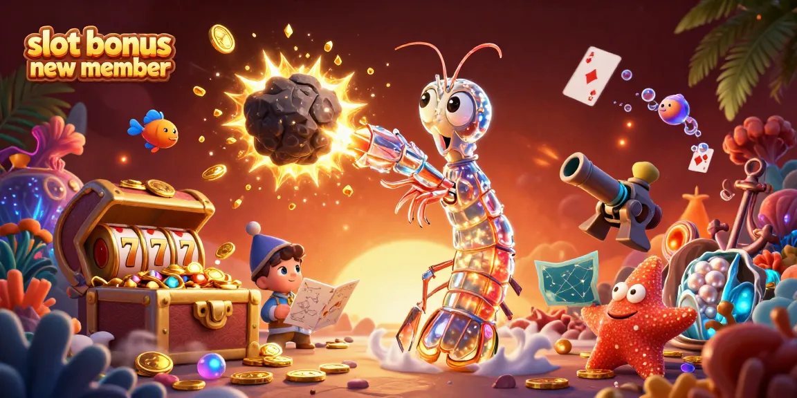 Engage with slots at the vibrant "slot bonus new member" scene bursting with gold coins and gems.