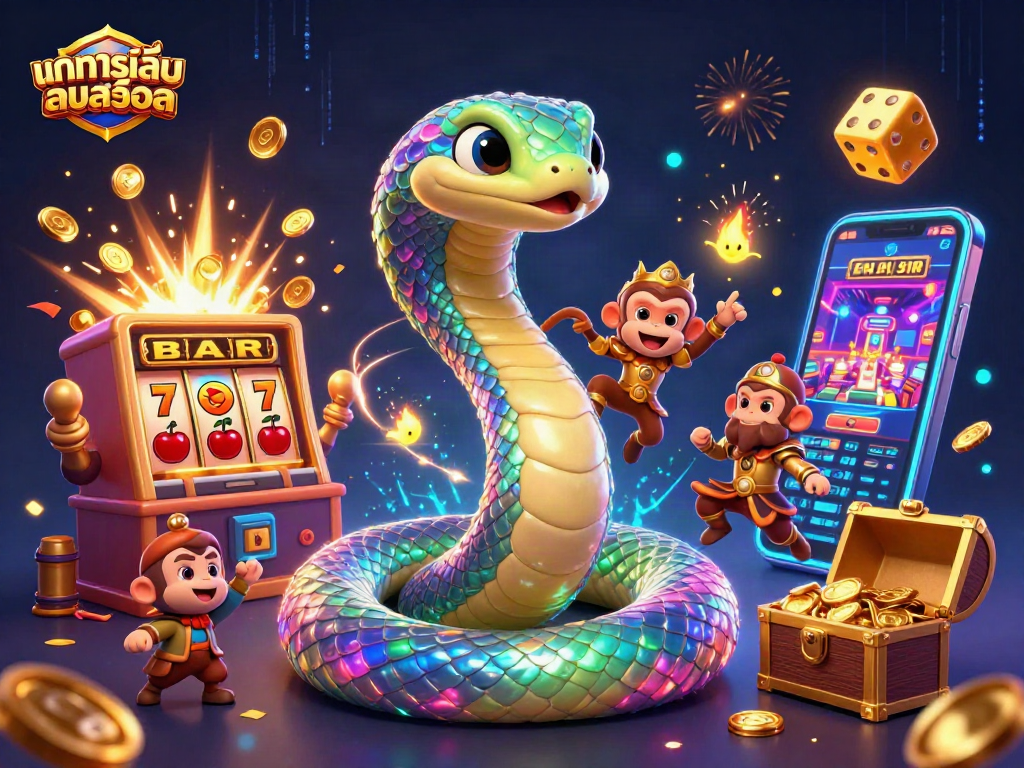 Play ทดลองเล่นสล็อต with thrilling visuals, featuring a colorful jackpot scene and interactive gaming elements.