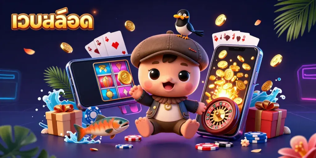 เกมสล็อตเว็บสล็อตด้วยภาพการ์ตูนที่น่ารักพร้อมของตกแต่งที่สดใส.