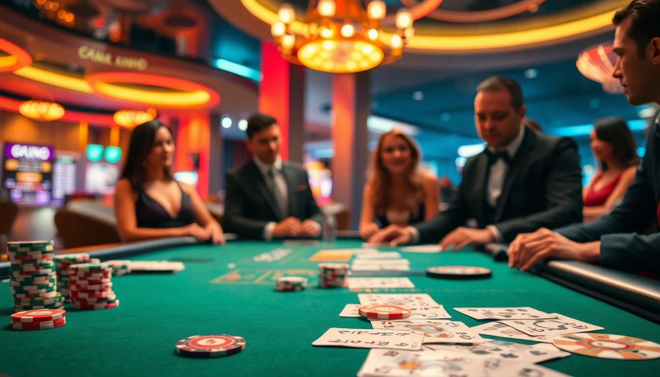 Exciting Blackjack Casino gameplay with players and a dealer at the card table