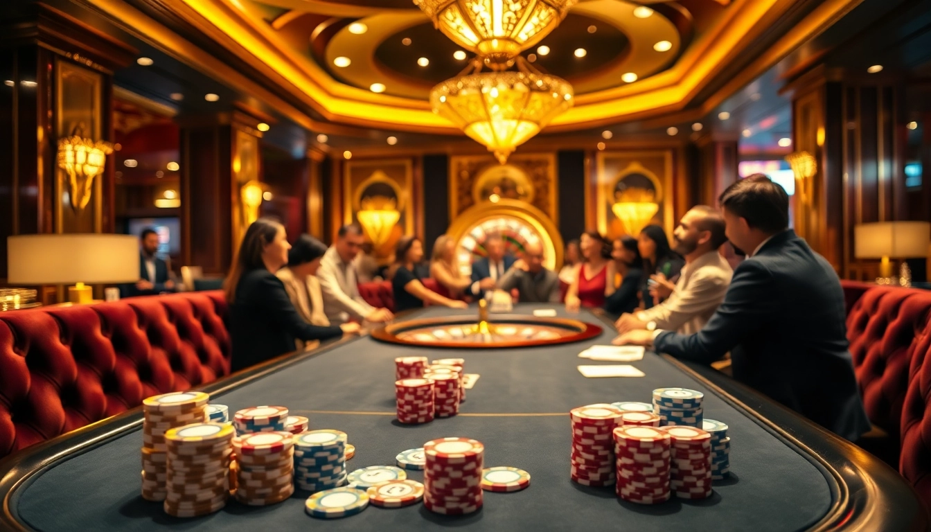 Experience the thrill of poker at 79king with vibrant chips and a stunning casino setting.