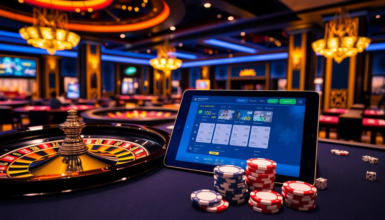Experience the thrill of winning at https://kk55.blue/ with vibrant casino tables and colorful chips.