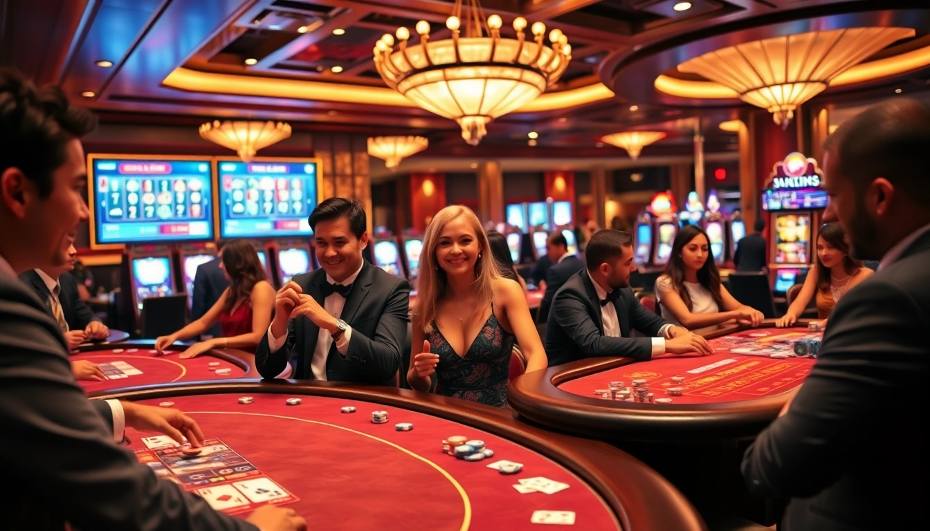 Experience thrilling gameplay at MK8 casino with vibrant gaming tables and engaged players.