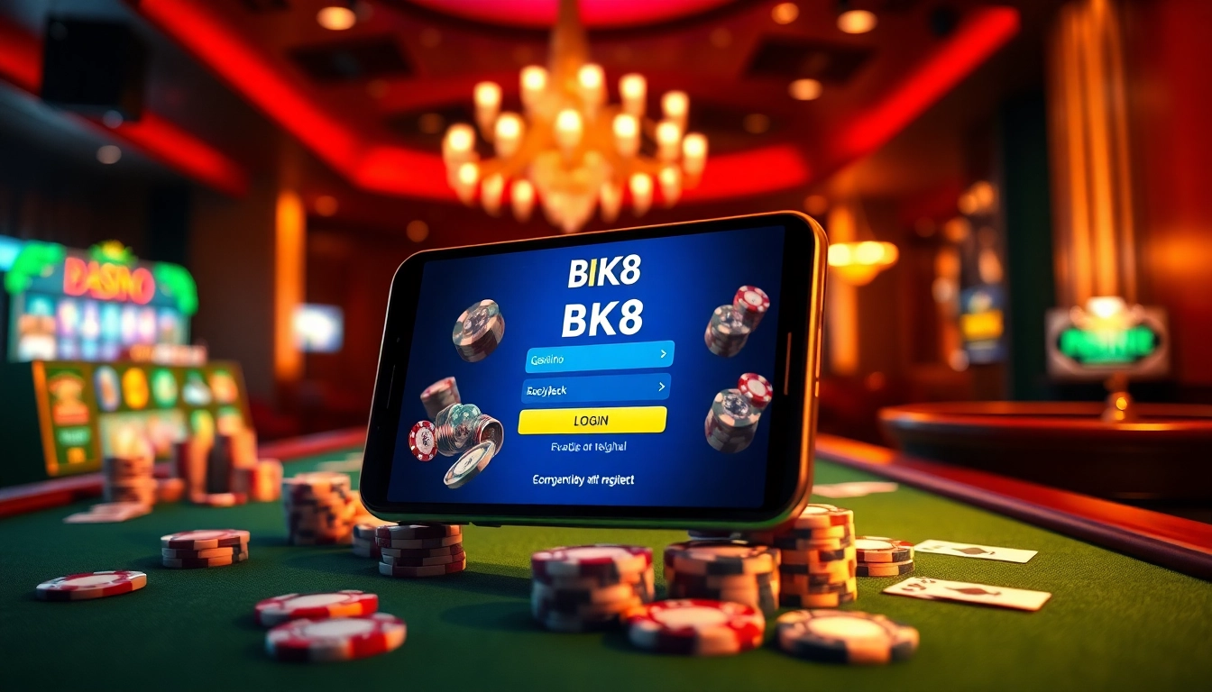 Experience seamless bk8 login while playing blackjack and slots at a luxurious casino setting.