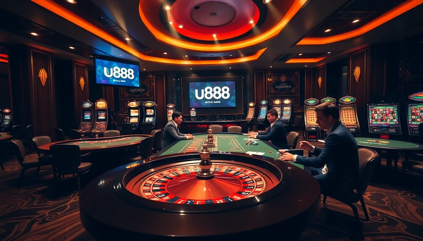 Players engaging at a luxurious casino table showcasing u888 gaming excitement.
